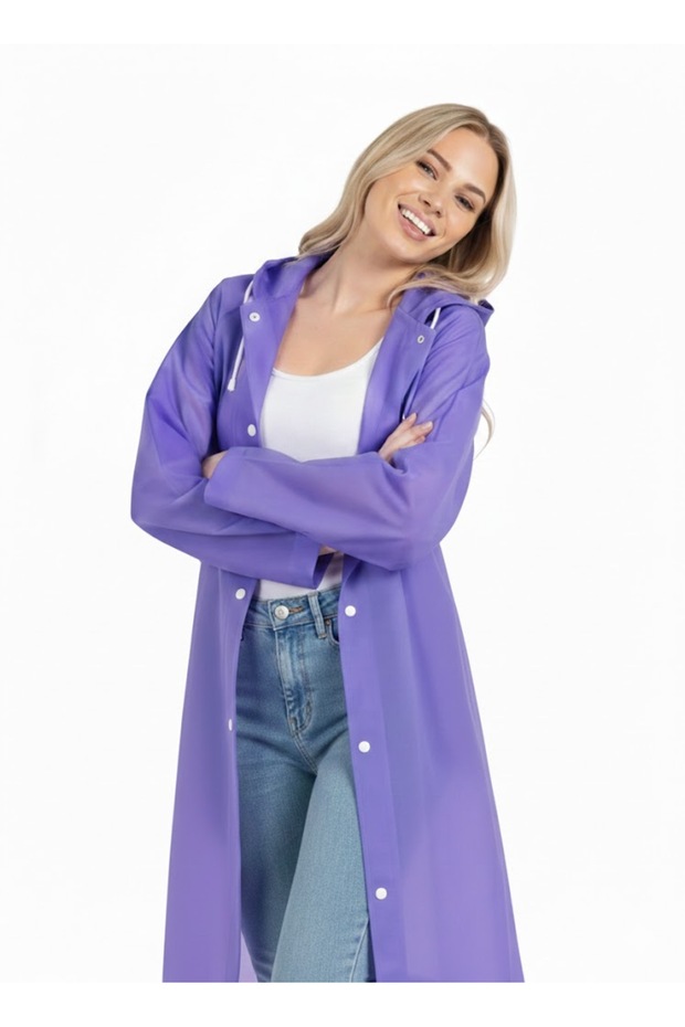 İMEXTECH Unisex Mor Eva Kumaş Su Rüzgar Geçirmez Yağmurluk
