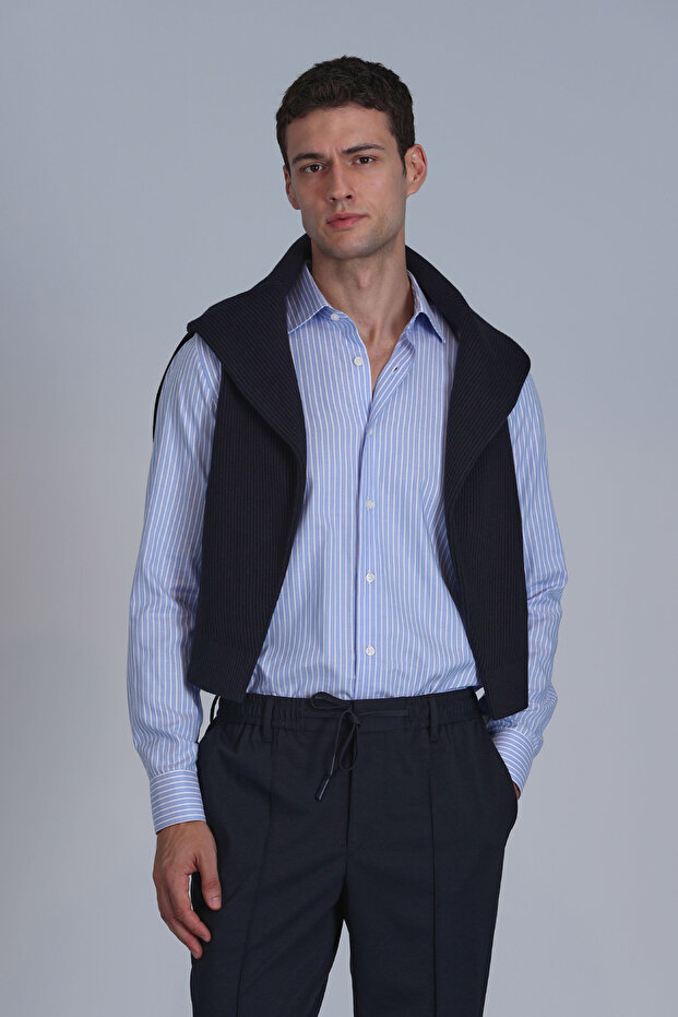 Strıt Erkek Basic Gömlek Slim Fit Mavi - 5