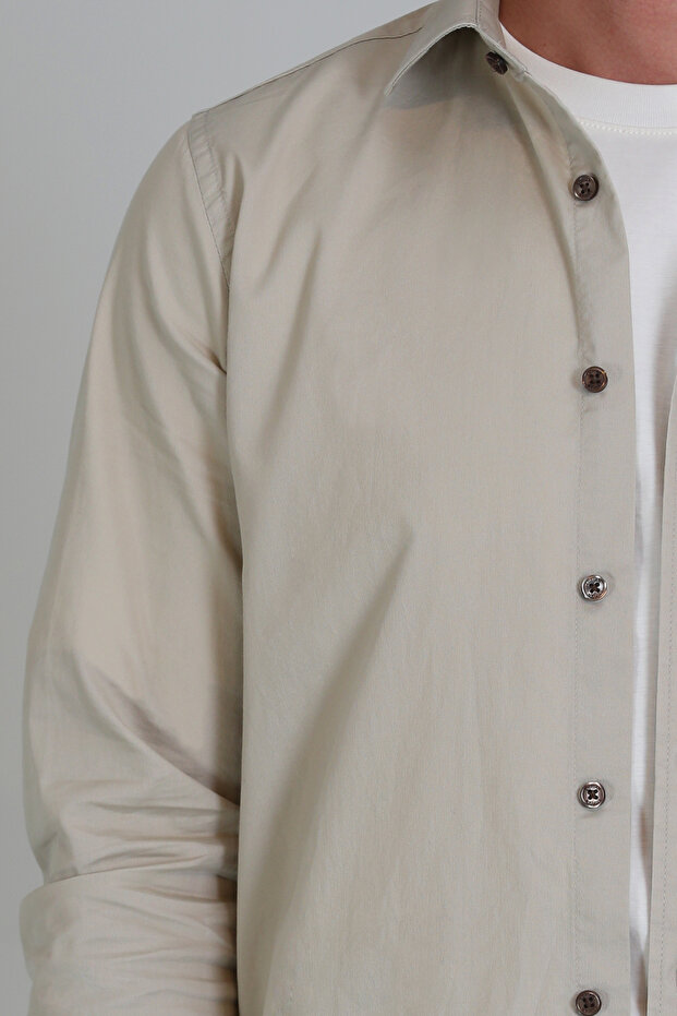 Ferla Erkek Basic Gömlek Slim Fit Bej - 3
