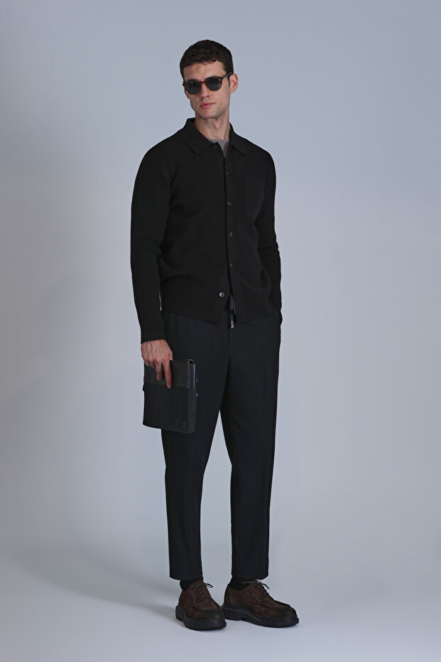 Μαύρη ανδρική ζακέτα Solid - 4