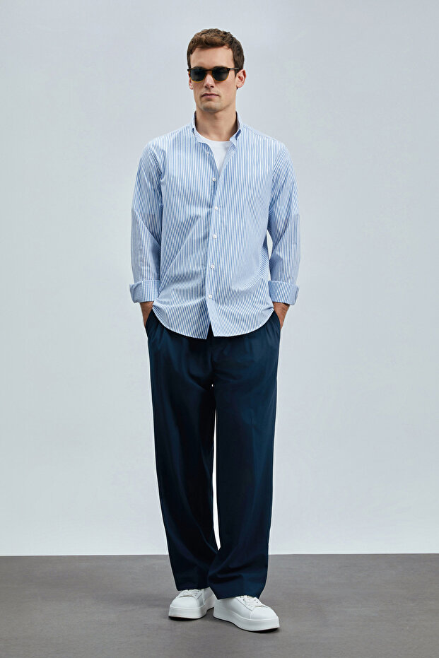 Charles Erkek Basic Gömlek Regular Fit Mavi - 2