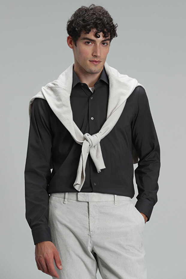 Austın Erkek Basic Gömlek Slim Fit Antrasit - 1