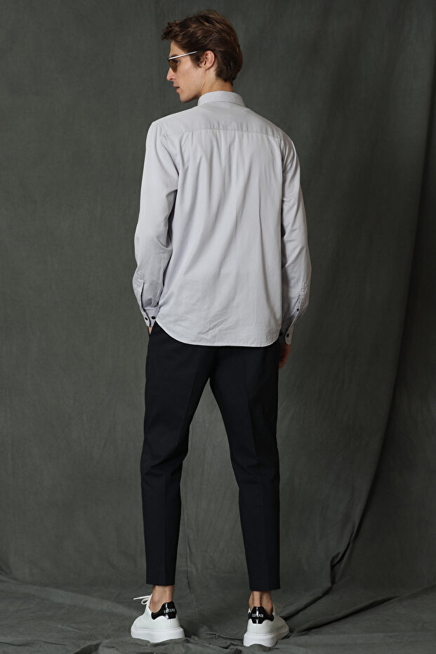 Quel Erkek Basic Gömlek Regular Fit Gri - 5