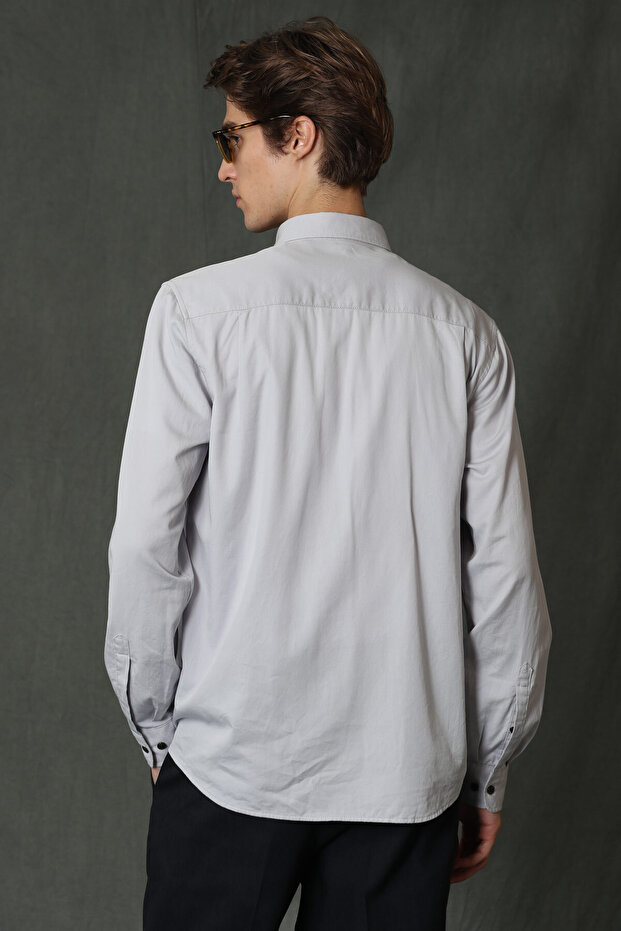 Quel Erkek Basic Gömlek Regular Fit Gri - 6