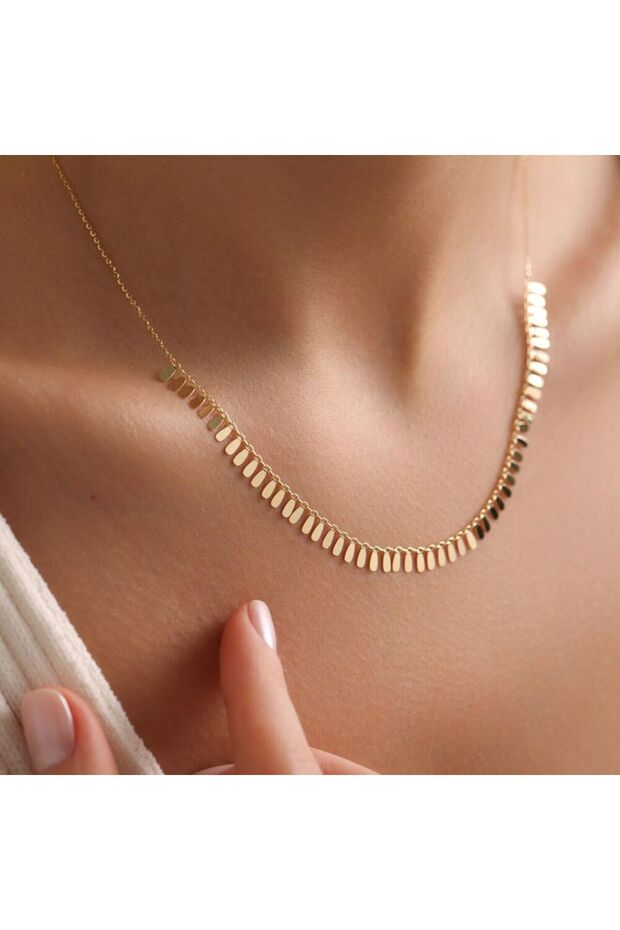 Altın Sarkık Pullu Kolye YENİ - 2