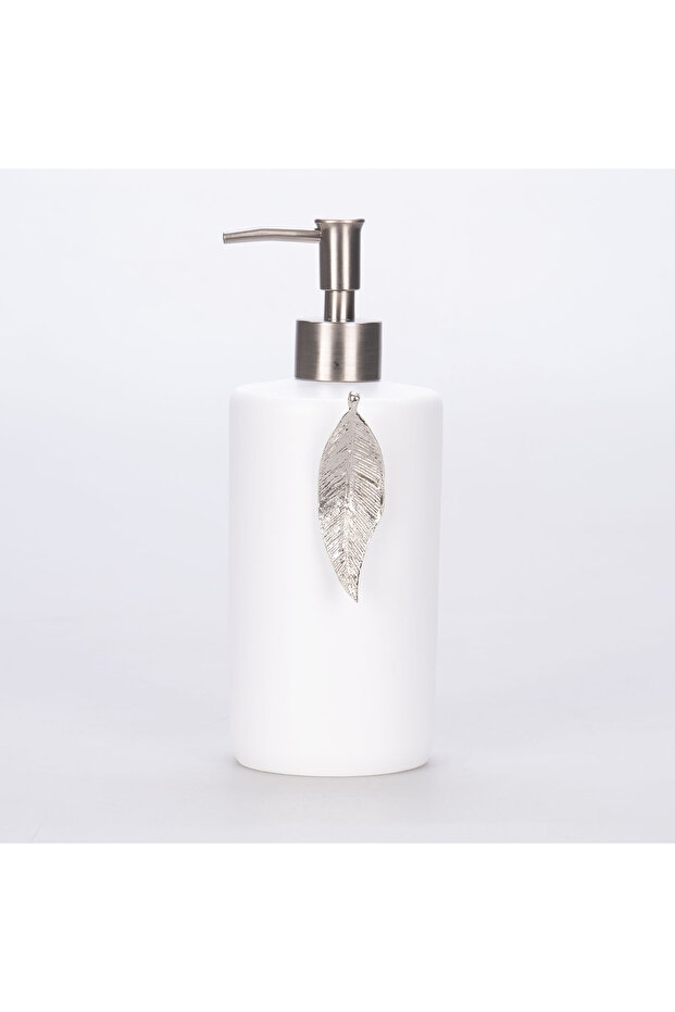 Leaf Liquid Soap Dispenser White Silver
