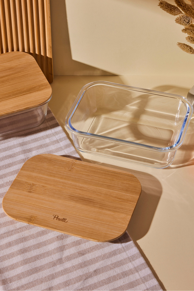 حاوية تخزين زجاجية مستطيلة من لوكى بامبو سعة 1050 مل - 3