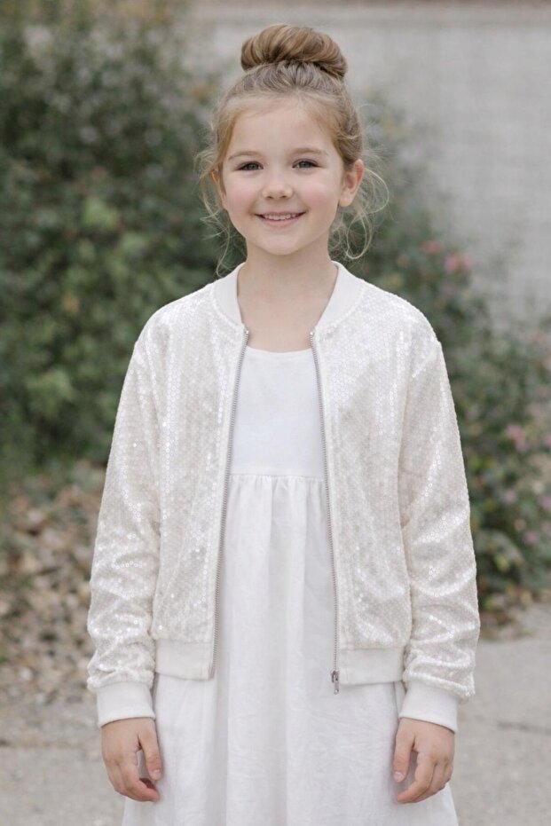 Kız Çocuk Pullu Ceket KREM - 1