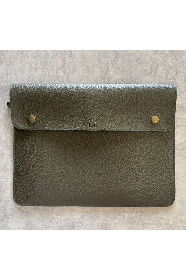 Laptop Case 13' 14' 15' Inch Notebook Vegan Faux Leather Bag Khaki