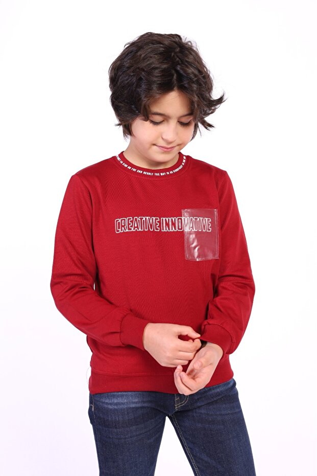 سويت شيرت رجالي من نوع Relax Fit Crew Neck مطبوع - 2 Thread