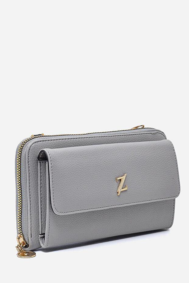 Light Gray Wallet with Double Eye Strap Detail Zc015