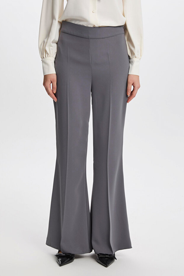 Yüksel High Waist Wide Leg Anthracite Trousers 0204