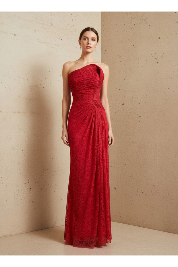 6147DAN LEZ DANTEL ELBİSE - 1