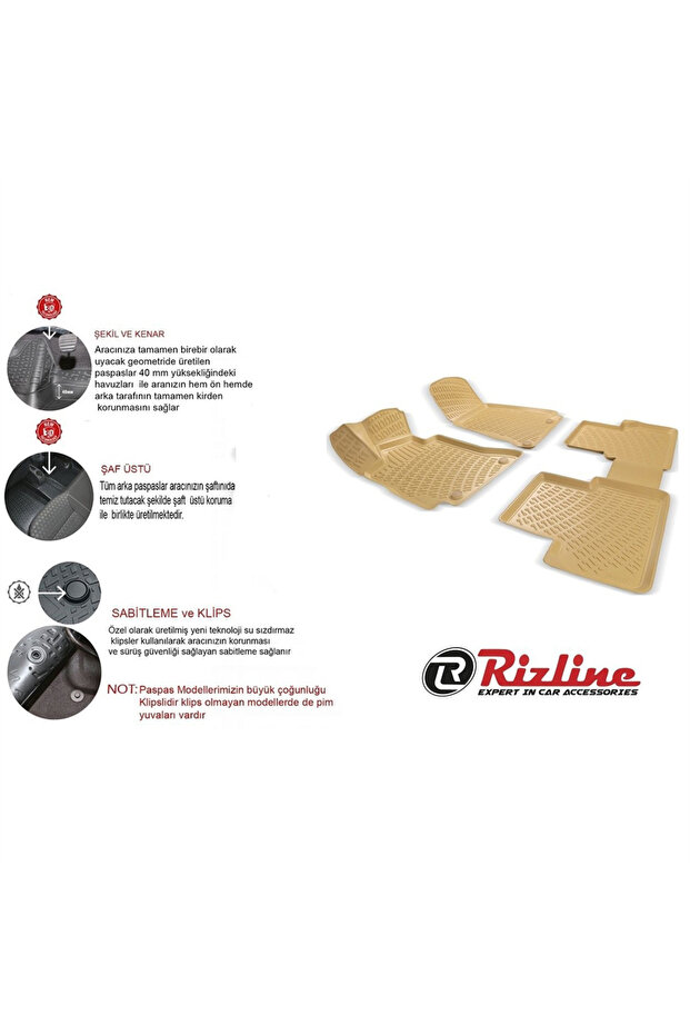 Audi A3 2003-2012 3D Havuzlu Paspas - BEJ - 2
