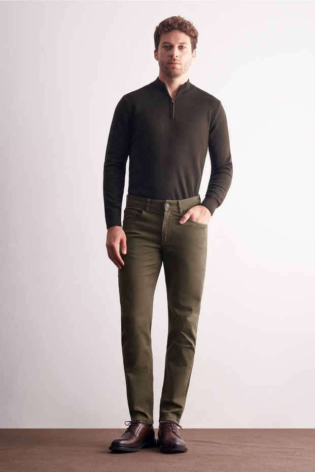 Brown 5 Pocket Casual Slim Fit Cotton 5 Pocket Trousers 1003255318