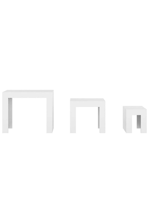 Stackable coffee tables, 3 pcs., white, chipboard - 6