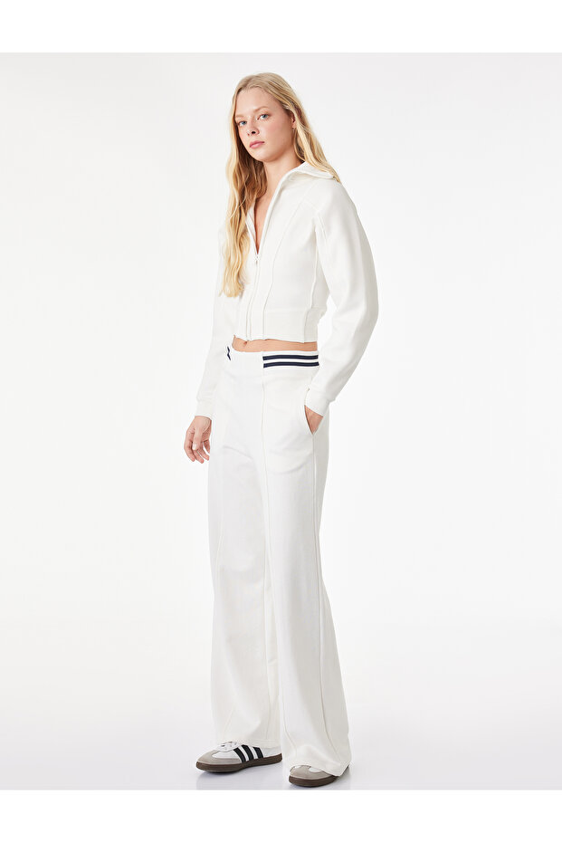 Cotton Ribbed Knitwear Long Wide-Leg Sweatpants
