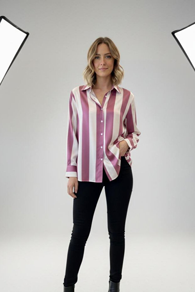 Oversized Shirt with Striped Details