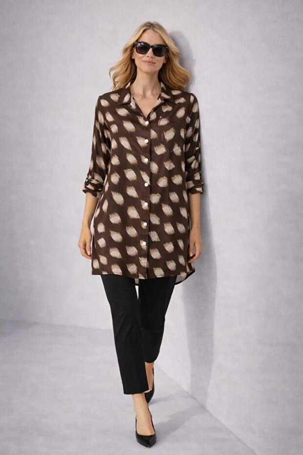 Battal Tunic, Viscose Tunic, Patterned Viscose Tunic - 5