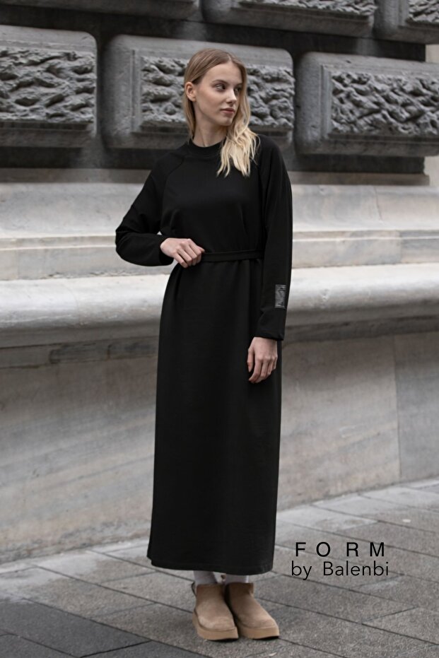 Basic Hijab Women's Combed Cotton Dress with Label Detail 1168 – Form Series
