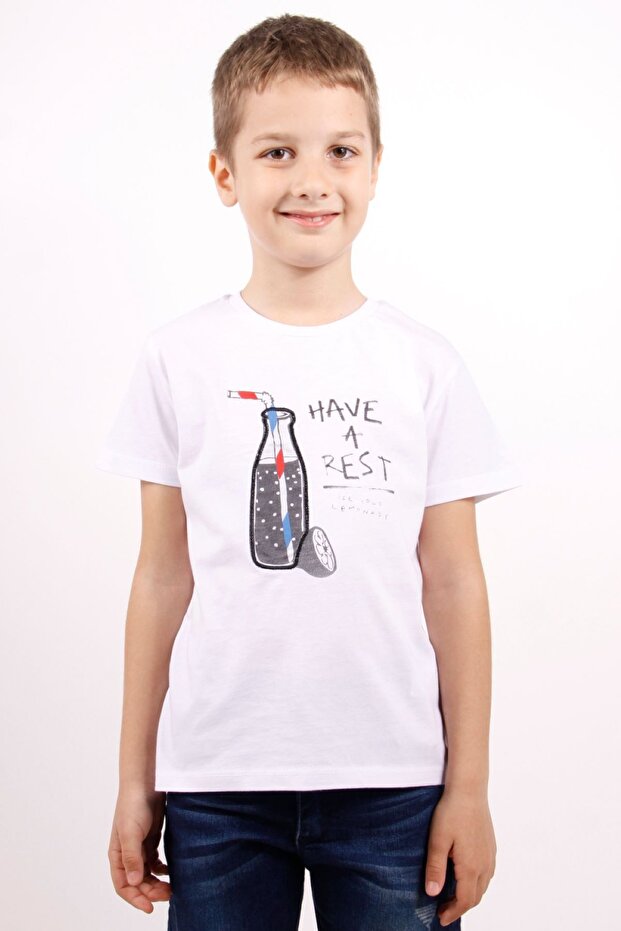 Boy's Printed Crew Neck Short Sleeve T-Shirt