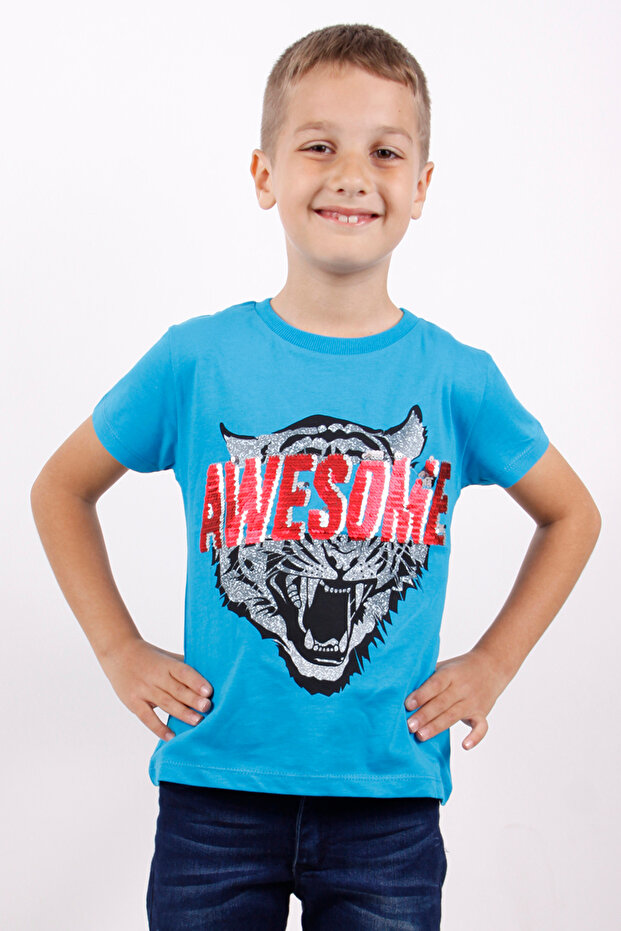 Boy's Printed Crew Neck Short Sleeve T-Shirt