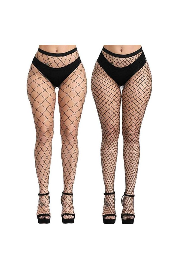Women's/Girls's High Waist Pantyhose Tights Fishnet Stockings Mesh Net Style, Pack of 2