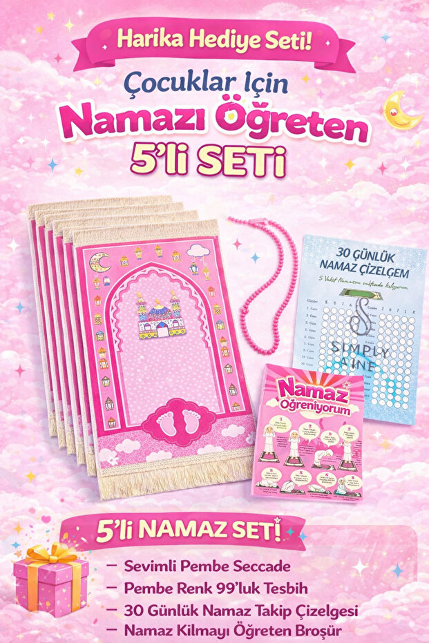 5-Pack I'M Learning Prayer Booklet and Chart Tasbih Boys Girls Kids Prayer Mat Gift Prayer Mat Bulk
