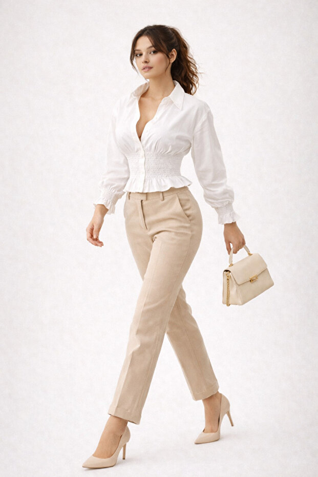 GİPELİ BEYAZ GÖMLEK - 4