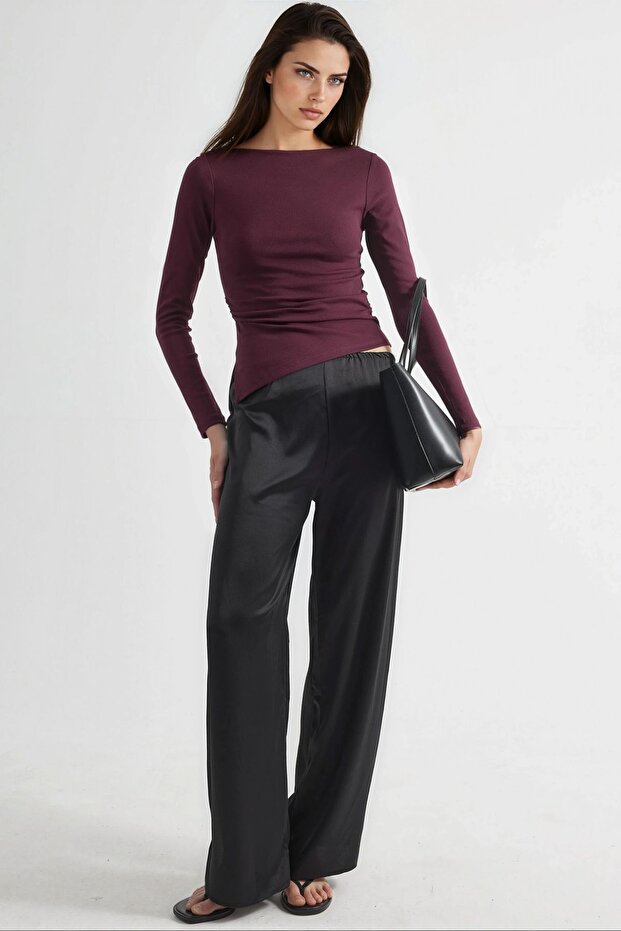 BUSEM Kayık Yaka Pamuklu Bluz - 5