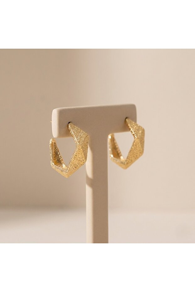 Dokulu Modern Desenli Halka Küpe - 2