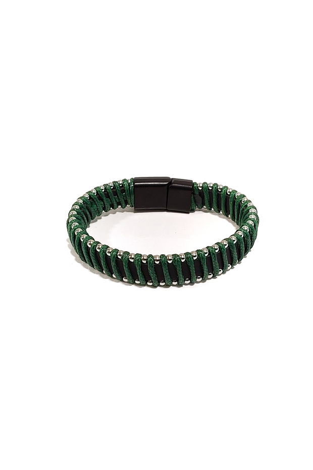 Forest Shield Green Genuine Leather Men's Bracelet | Masculine, Natural and Modern Design-1171