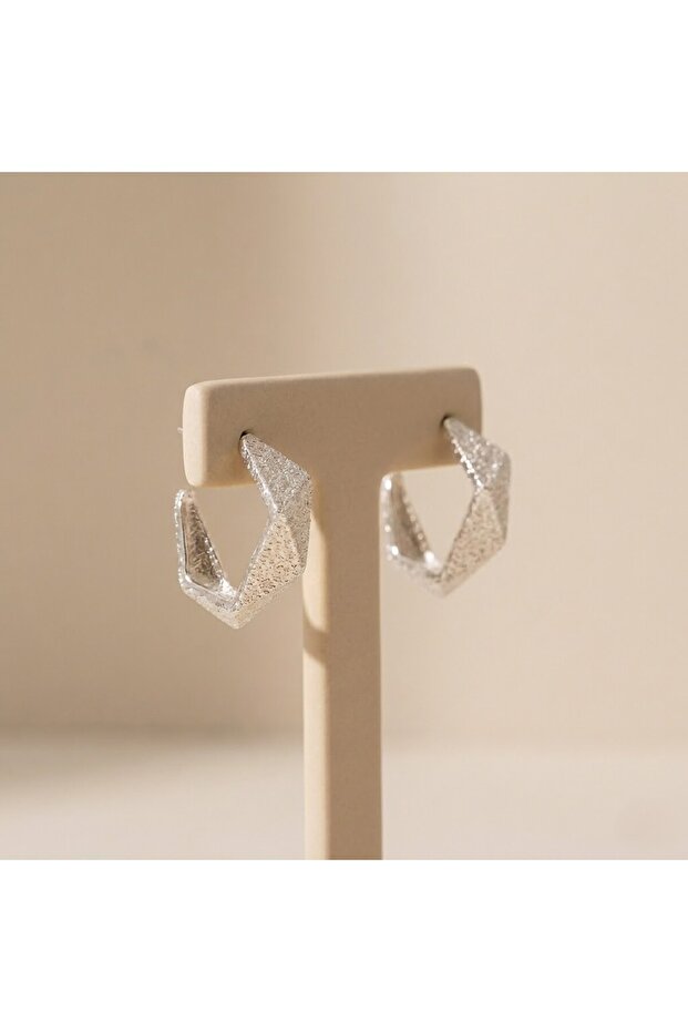 Dokulu Modern Desenli Halka Küpe - 2