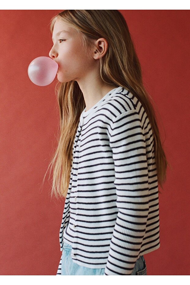 Çizgili triko hırka - 4