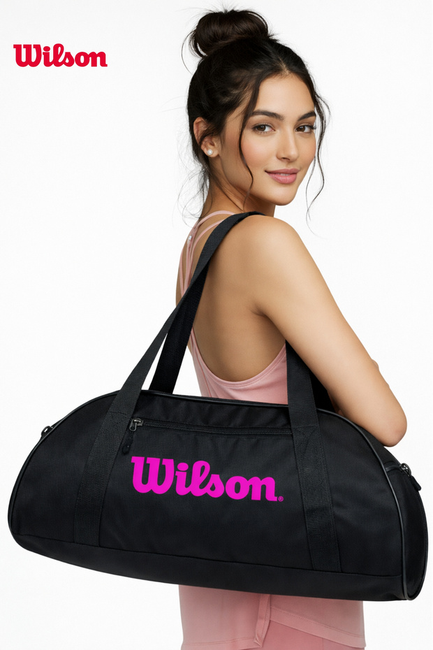 Licensed Black Women's Shoulder and Hand Use Fabric Fitness Gym Sports Travel Bag