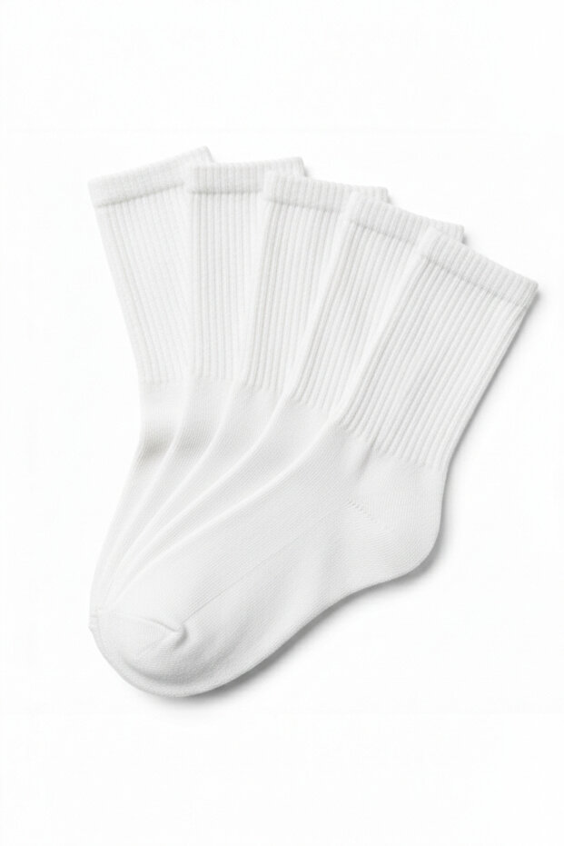 Women's White Cotton Socks 5-Piece Pack