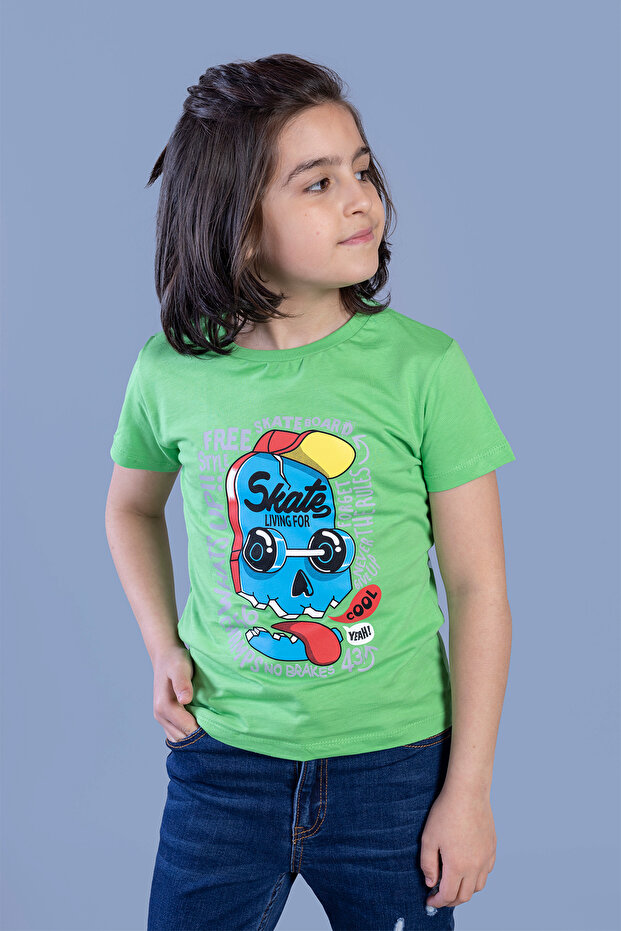Boy's Printed Crew Neck Short Sleeve T-Shirt
