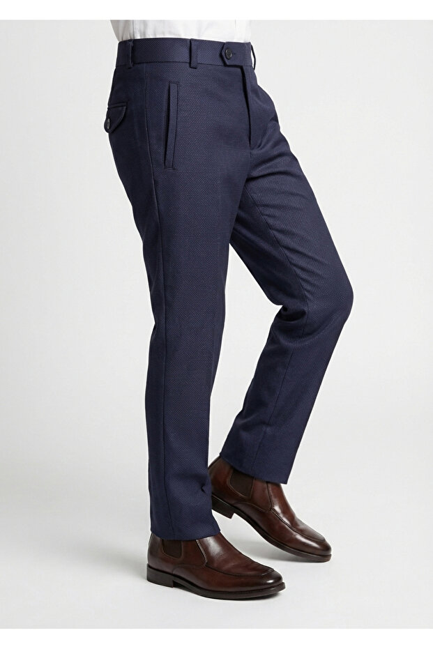 Boy's Navy Blue Fabric Trousers