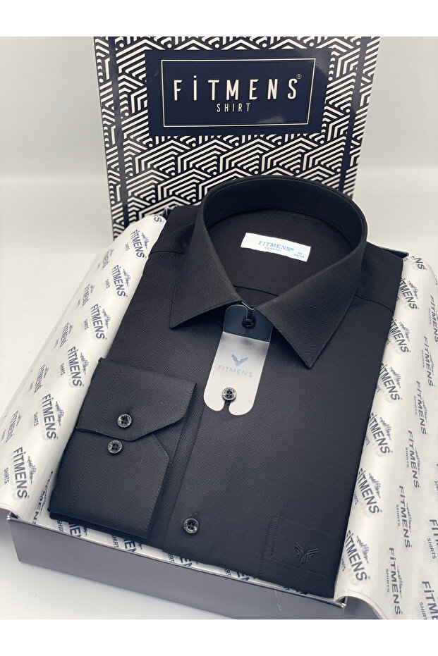 Classic Long Sleeve Oxford Gift Boxed Easy-Iron Men's Shirt Fs-001254 - Black