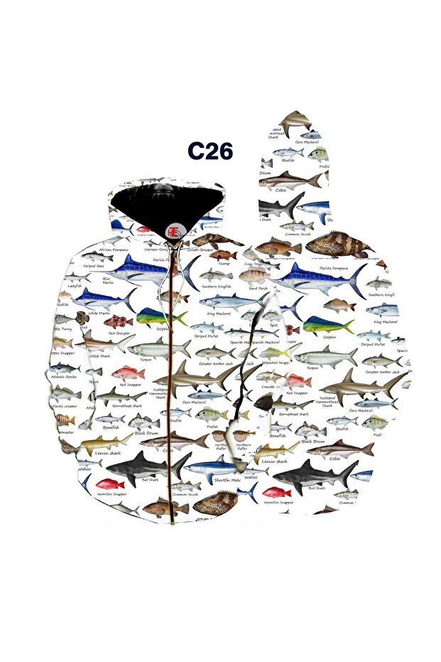 Fish Patterned Polar Sports Sweatshirt