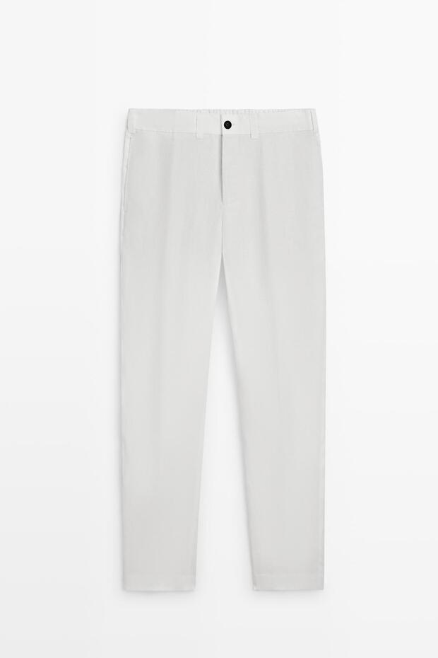 Elastik belli %100 keten pantolon - 5