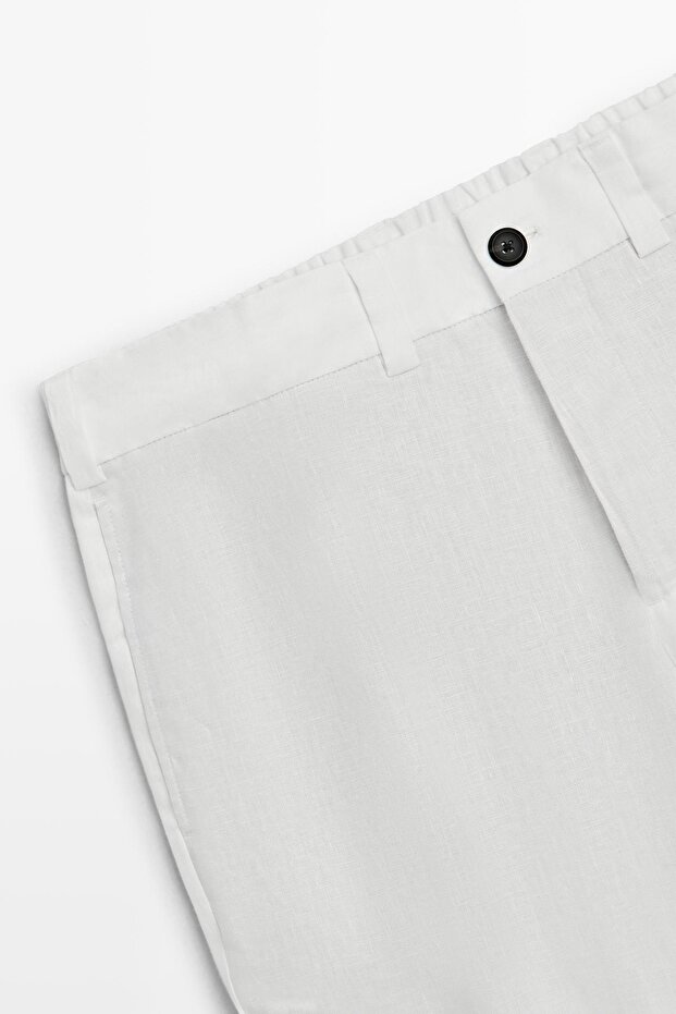 Elastik belli %100 keten pantolon - 7