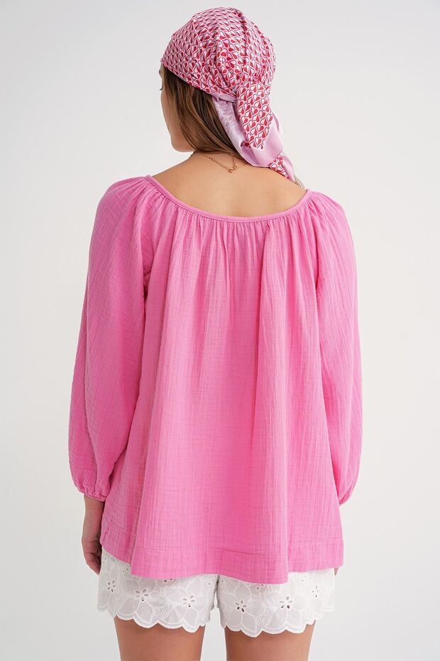 Mixray button muslin blouse - 5