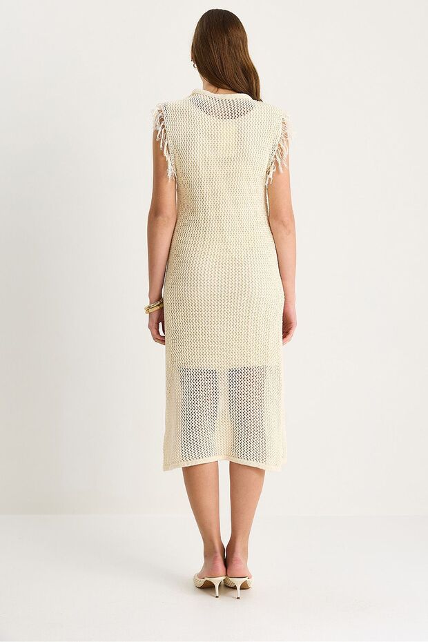 Rochie midi texturată cu volane - 6
