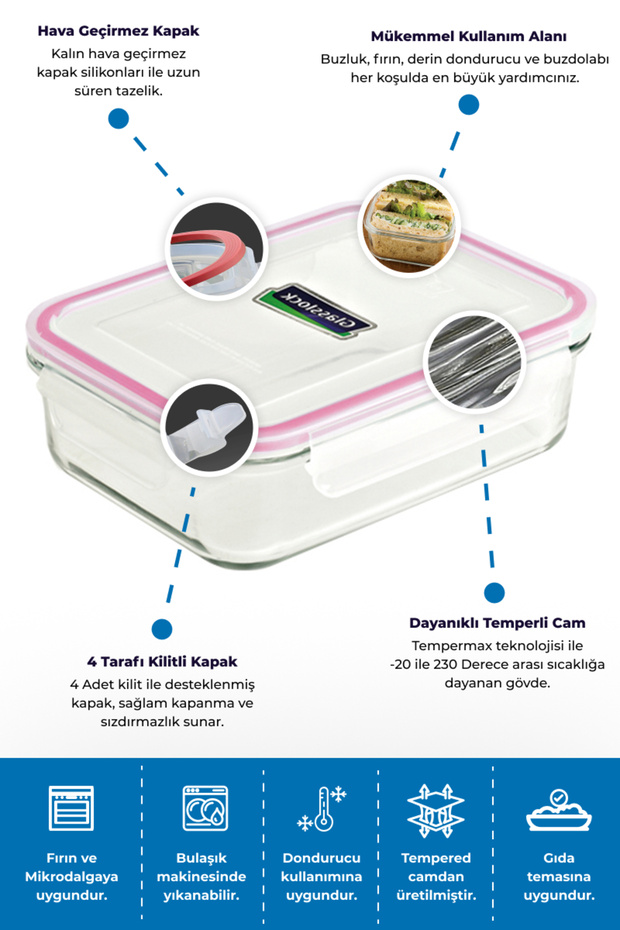 Glasslock Rectangular Glass Storage Container 2000 ml - 4