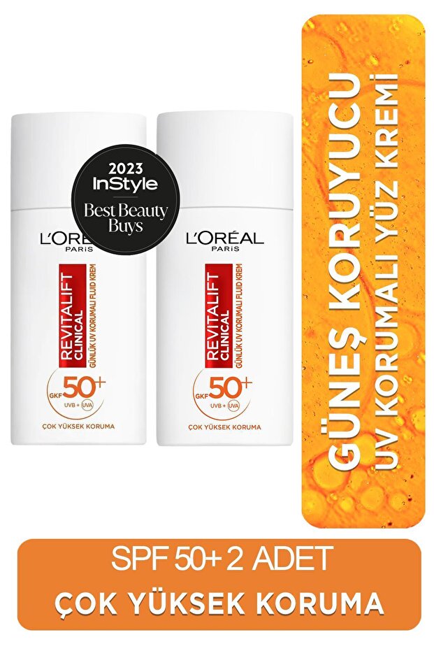 Revitalift Clinical Spf 50+ Daily High Uv Protection Facial Sunscreen 50 ml X 2 Pcs