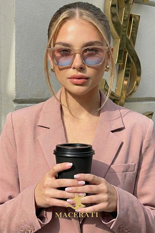 Swank Unisex Nude Square Frame Colorful Glass Sun Glasses