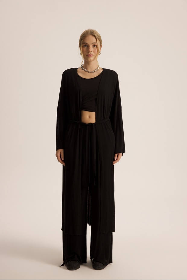 Raina Siyah Kimono Basic Üçlü Takım - 4