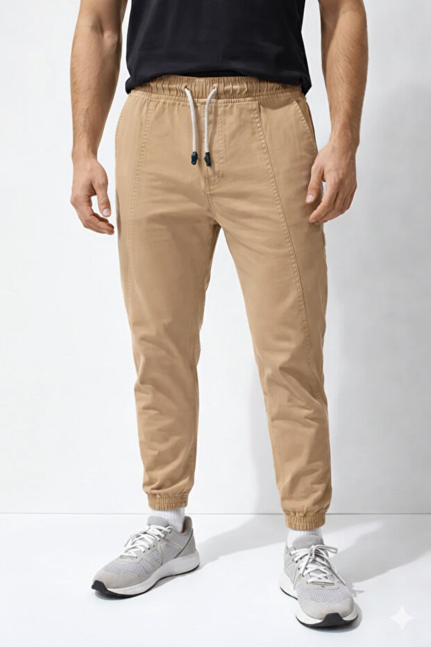 Men's Essential Tapered Joggers with Elastic Waist & Ribbed Ankles
