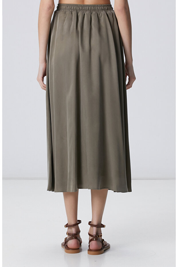 Haki Maksi Cupro Etek - 4